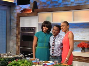 Chef Samuelsson with Michelle Obama on Good Morning America.